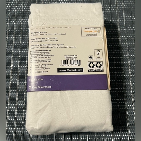 🌸 New Better Homes & Gardens 300 Thread Count Cotton Sateen Pillowcases - Picture 4 of 7